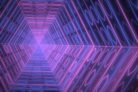 Repeating angular outlines form a luminous perspective tunnel, converging a.. Stock Illustration