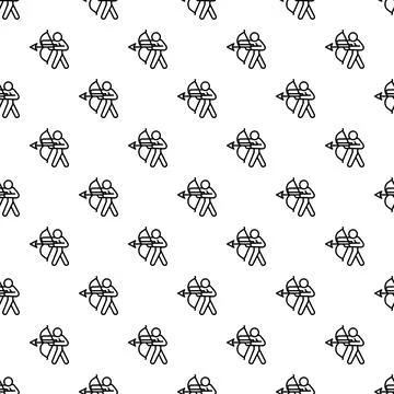 Repeating archer aiming bow and arrow icon pattern イラスト素材
