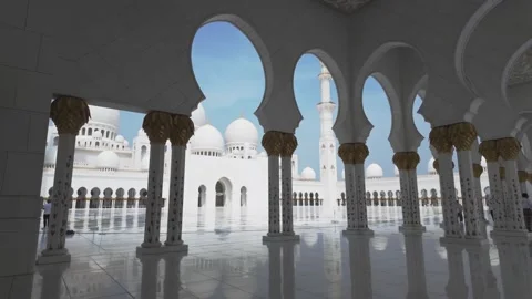 Repeating Arches Creating Symmetry Inside Sheikh Zayed Mosque Stock Footage 327330106