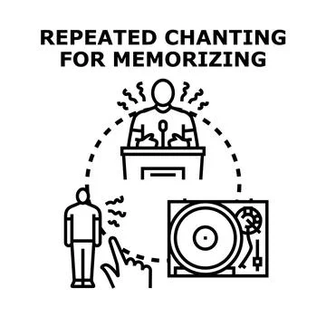 Repeating audio chanting method for effective memorization Stock Illustration