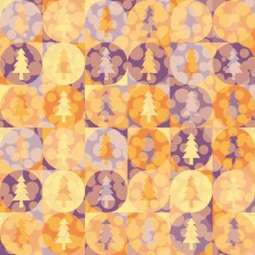 Repeating background from circles and fir-trees Stock Illustration