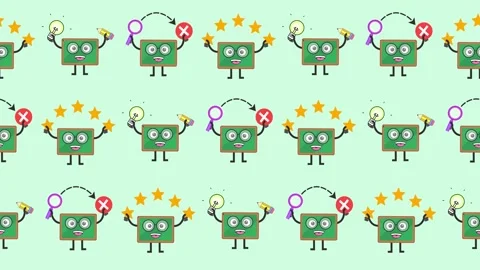 Repeating background with a cute chalkboard mascot icon in a cartoon animation. Stock Footage 318305071