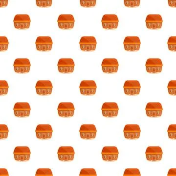 Repeating background pattern of cartoon small brown houses Stock Illustration