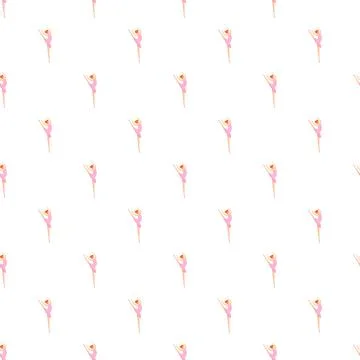Repeating ballerina pattern showing dance and gymnastics movements Stock Illustration
