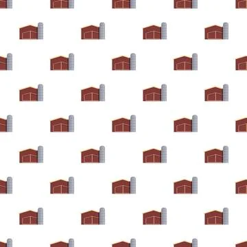Repeating barn and silo farming pattern background tile Stock Illustration
