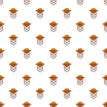 Repeating basketballs falling into hoops seamless pattern Illustrazione stock