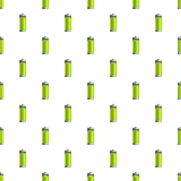 Repeating batteries pattern showing full green energy charge Stock Illustration