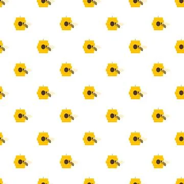 Repeating bee and hive pattern illustrating nature concept Illustrazione stock