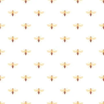 Repeating bee pattern creating seamless insect background Stock Illustration