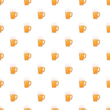 Repeating beer mug pattern on white background 스톡 일러스트
