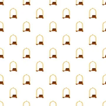 Repeating bellhop luggage cart pattern on white background Stock Illustration
