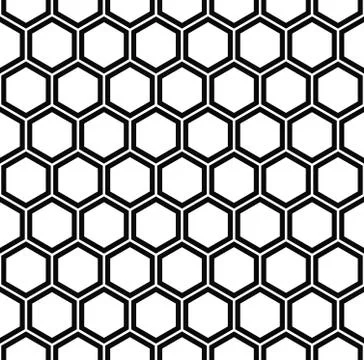 Repeating black and white hexagon pattern Stockillustratie
