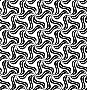 Repeating black and white soft curve pattern Illustrazione stock
