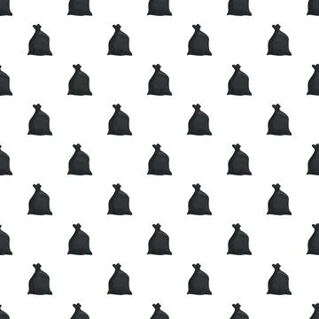 Repeating black garbage bags seamless pattern background Stock Illustration