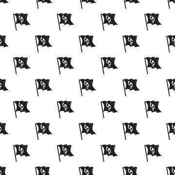 Repeating black pirate flags waving on a white background イラスト素材