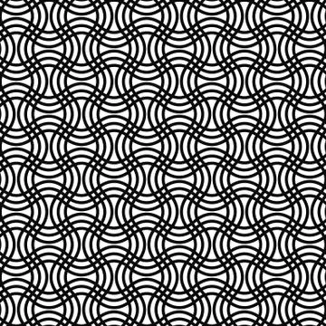Repeating black white curved grid pattern Stock Illustration