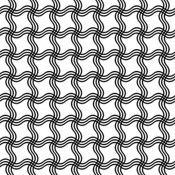Repeating black white wave grid pattern Stock Illustration
