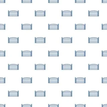 Repeating blue arched fence gate seamless pattern Stock Illustration