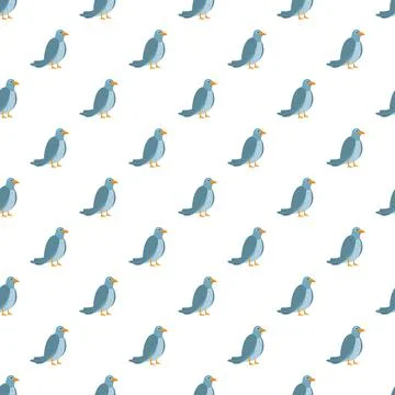 Repeating blue bird pattern on white background Illustrazione stock