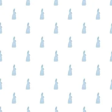 Repeating blue bunny rabbit pattern on white background Stockillustratie