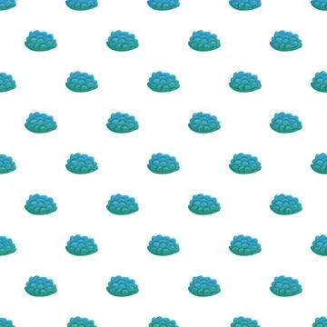 Repeating blue bush cartoon flat seamless pattern Stock Illustration