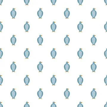 Repeating blue cartoon bird seamless pattern Stock Illustration