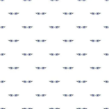Repeating blue eyes pattern on white background Illustrazione stock