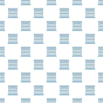 Repeating blue fence panels creating a security pattern イラスト素材
