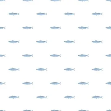 Repeating blue fish swimming on white background pattern Illustrazione stock