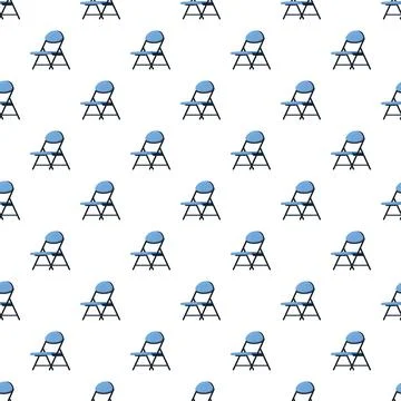 Repeating blue folding chairs forming a seamless pattern Stock Illustration