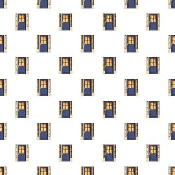 Repeating blue front door background pattern design Illustrazione stock