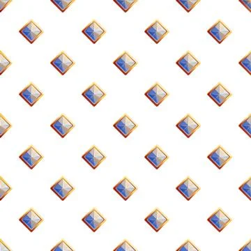 Repeating blue gemstones in golden pattern background Stock Illustration