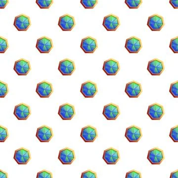 Repeating blue green gem pattern on white background Illustrazione stock