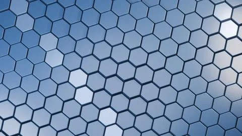 A repeating blue hexagon geometric pattern texture for modern technology an.. Stock Illustration