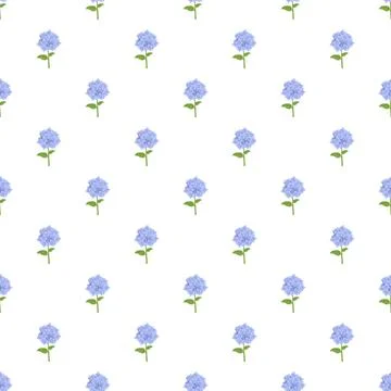 Repeating blue hydrangea flowers creating seamless pattern background Stock Illustration