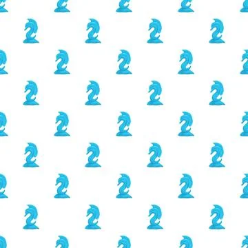 Repeating blue seahorse pattern on white background Stock Illustration