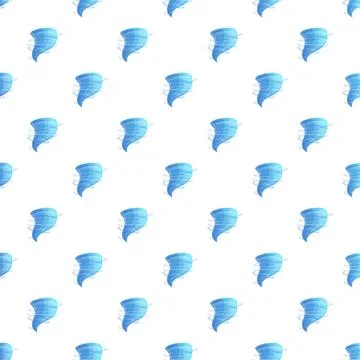 Repeating blue tornado funnel pattern on white background 스톡 일러스트