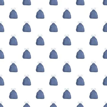 Repeating blue trash bag pattern creating waste concept Stock Illustration