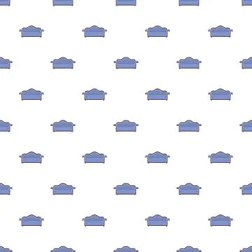 Repeating blue vintage sofa pattern on white background 스톡 일러스트