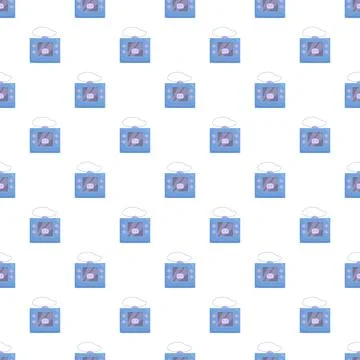 Repeating blue virtual pet handheld toy pattern Stock Illustration