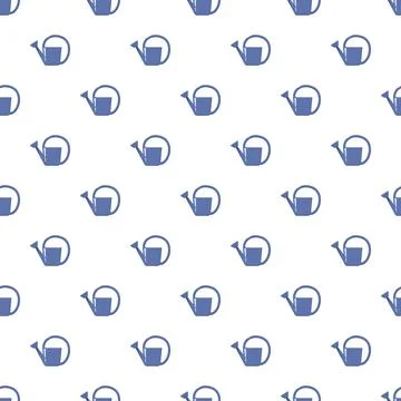 Repeating blue watering cans creating a seamless pattern Illustrazione stock