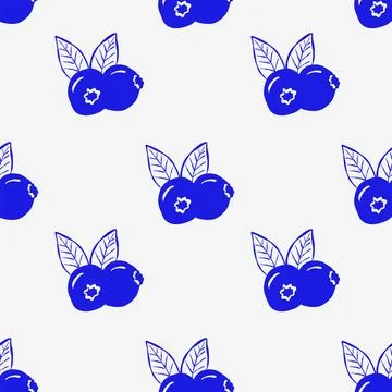 Repeating blueberry pattern with white outlines Stock Illustration