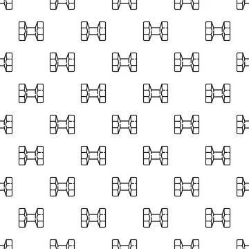 Repeating bolt and nut pattern with mechanical theme Stock Illustration