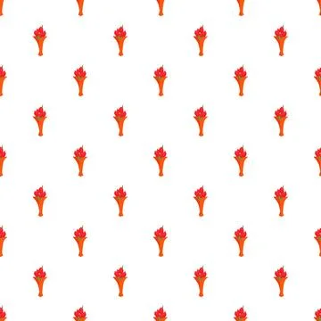 Repeating bouquets of red tulips seamless pattern design Illustrazione stock