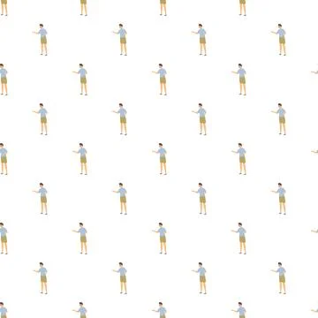 Repeating boy pattern pointing showing gesture flat illustration Stock Illustration