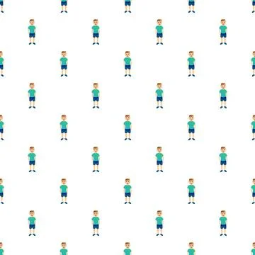 Repeating boy pattern representing individuality and commonality 库存插图
