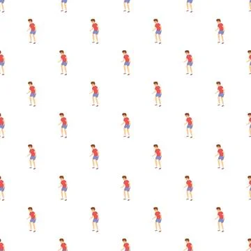 Repeating boy pattern showing active lifestyle and childhood Stock Illustration