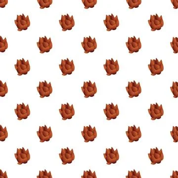 Repeating brown abstract lotus pattern illustration on white Stock Illustration