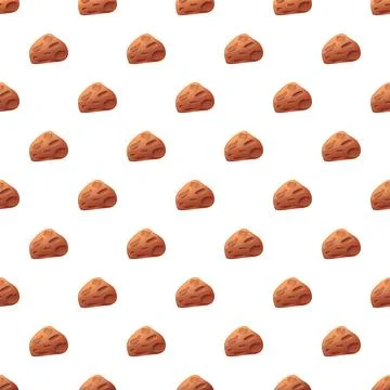 Repeating brown cartoon asteroids pattern on white background Stock Illustration