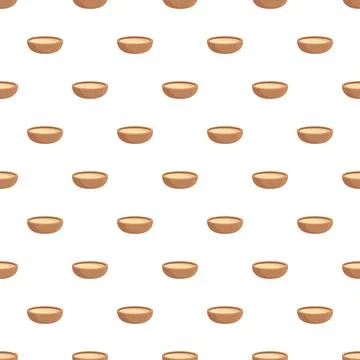 Repeating brown ceramic bowl vector seamless pattern Stock Illustration